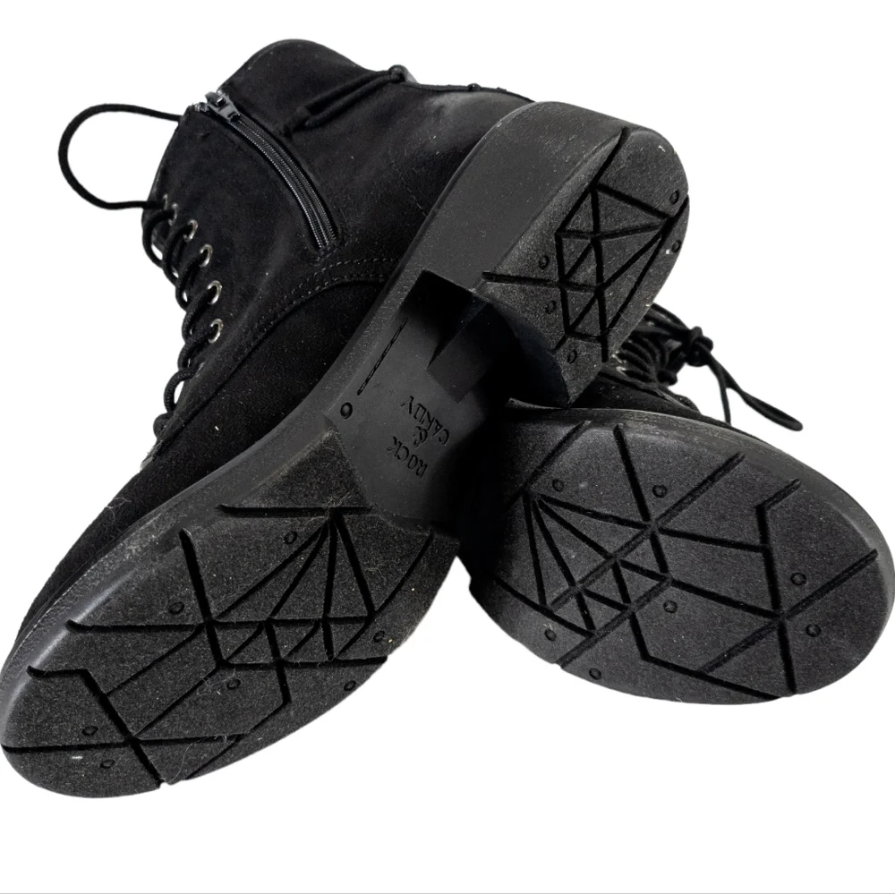 Rock & Candy by Zigi Hurley Faux Suede Ankle Lace-up Boots Black -7 - Picture 8 of 9